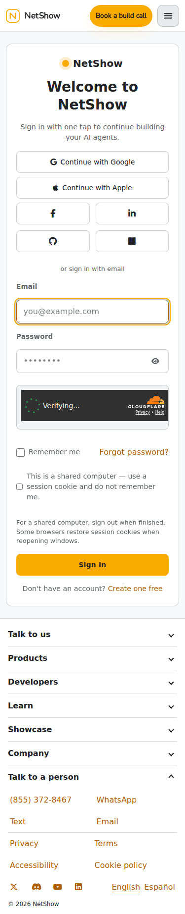 NetShow Memory Center on a phone-sized screen