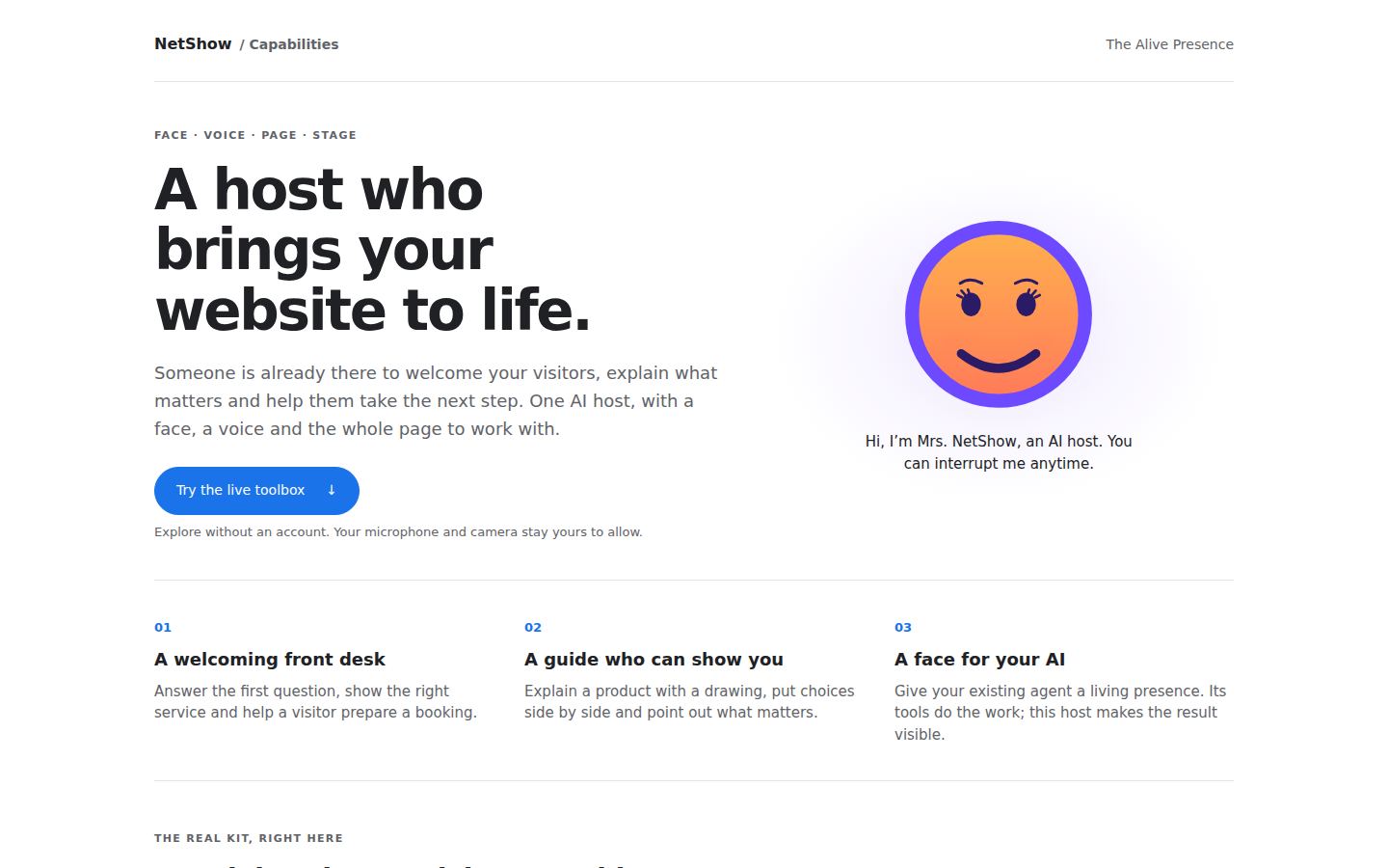 Live character looks running through the NetShow Alive Kit
